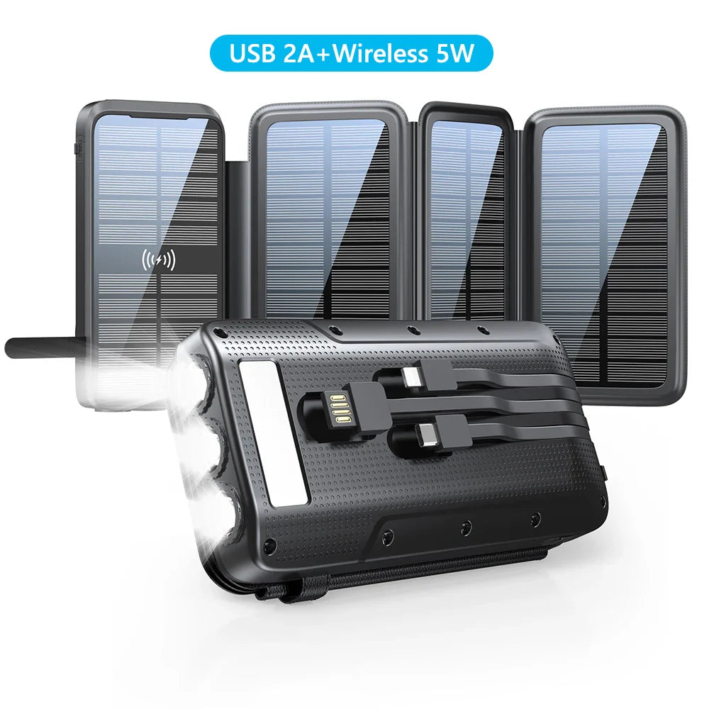 Abenteuer Solar Powerbank für Outdoor: USB-C PD, Qi Wireless & hohe Kapazität 43800mAh.