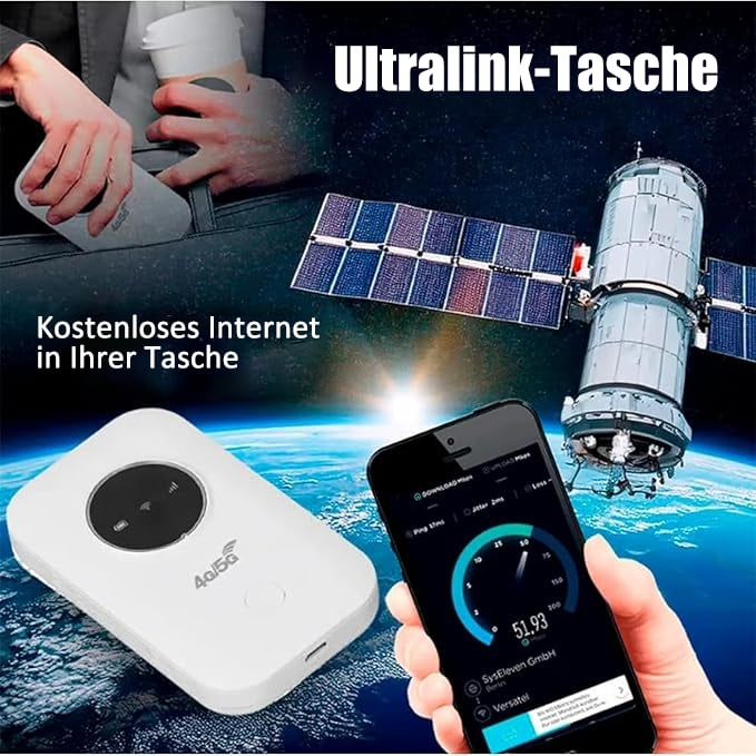 Tragbarer 4G LTE WLAN Hotspot Router: schneller Internetzugang für mehrere Geräte, ideal für Familien & Gruppen.