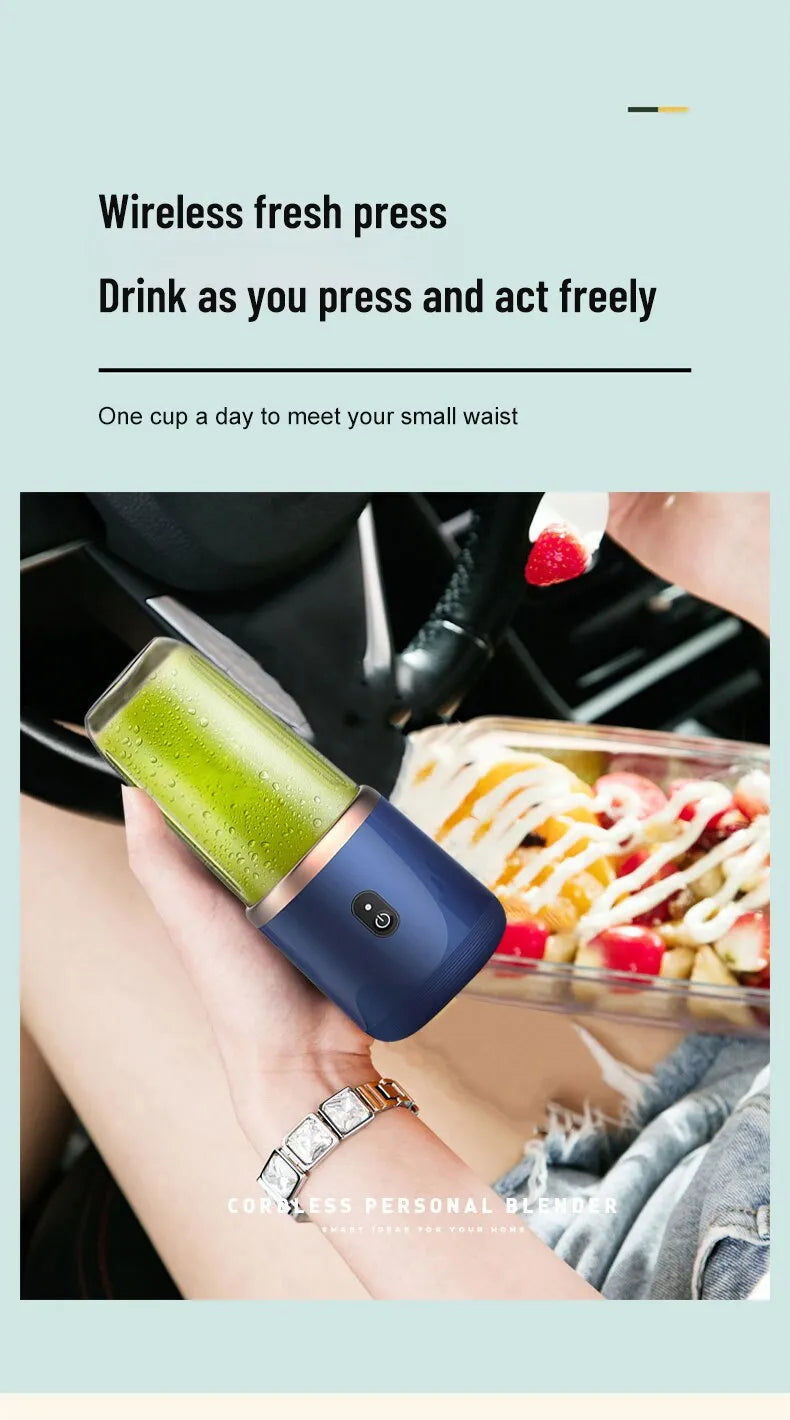 Kabelloser Personal Mixer & Entsafter, vielseitig für Säfte & Smoothies, blau.