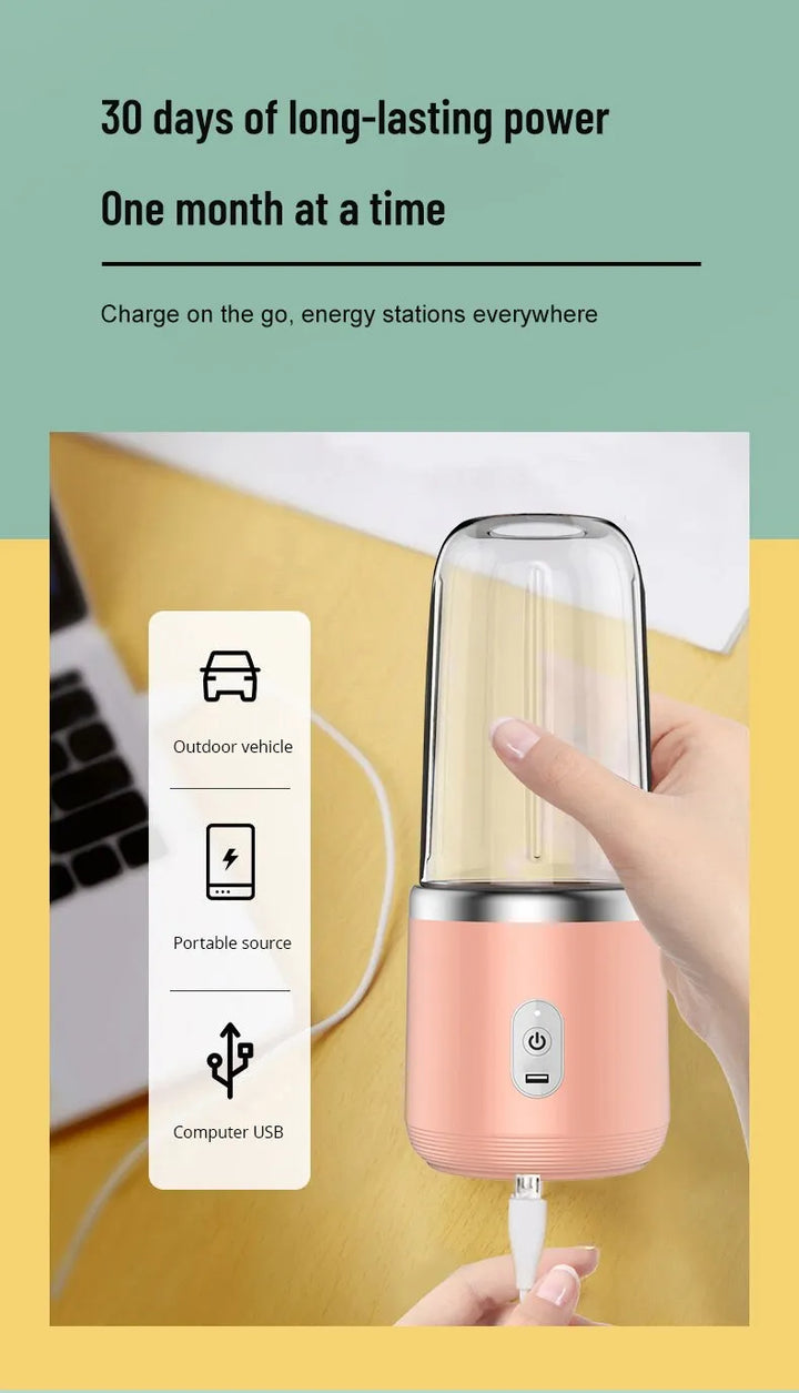 Reisebegleiter: mobiler Smoothie Maker, kabellos & kompakt für frische Säfte unterwegs.