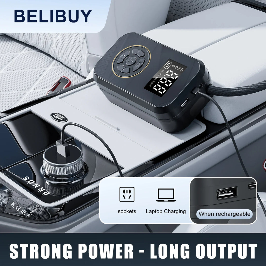 Nie wieder Plattfuß: Mobiler Kompressor & Powerbank als kabellose Reifenpumpe für Auto, Fahrrad & Bälle.