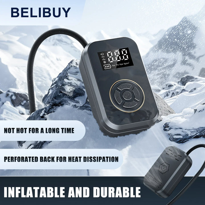 2-in-1: Mobiler Kompressor & Powerbank für unterwegs. Multifunktionale Reifenpumpe für Auto, Fahrrad & Motorrad.