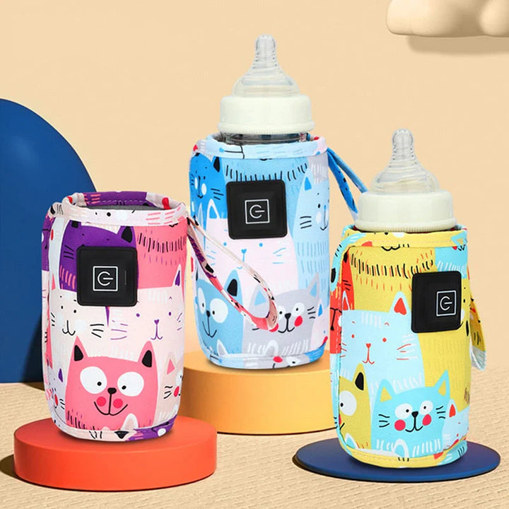 Portabler Baby Flaschenwärmer mit USB-Ladefunktion & Temperaturkontrolle für bequemes Füttern unterwegs.