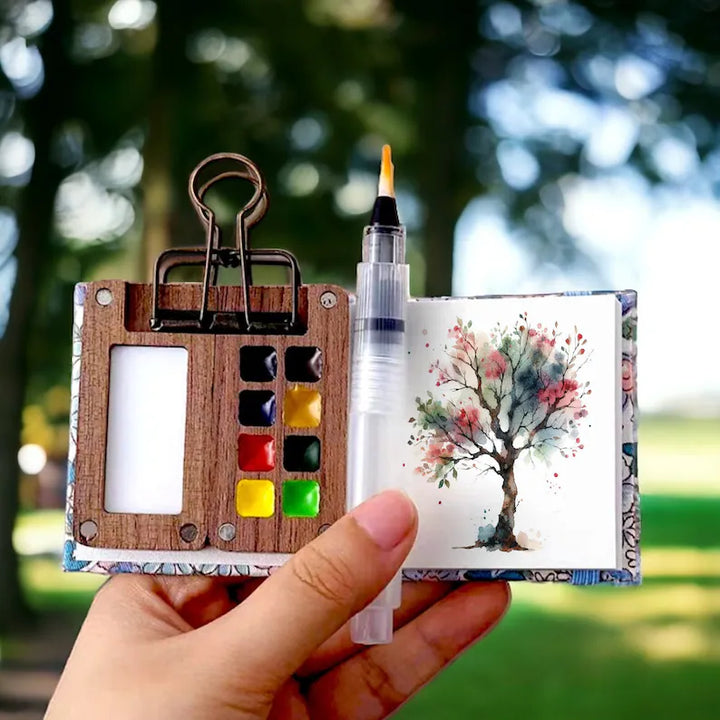 Mobiles 24-Farben Aquarell-Malset mit Pinsel für Künstler & Reisen.