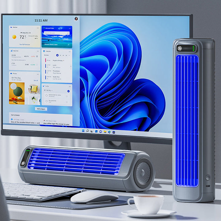 Mobiles 3-in-1 Klimagerät & Ventilator für kühle Sommerfrische; kompakt, kabellos & tragbar.
