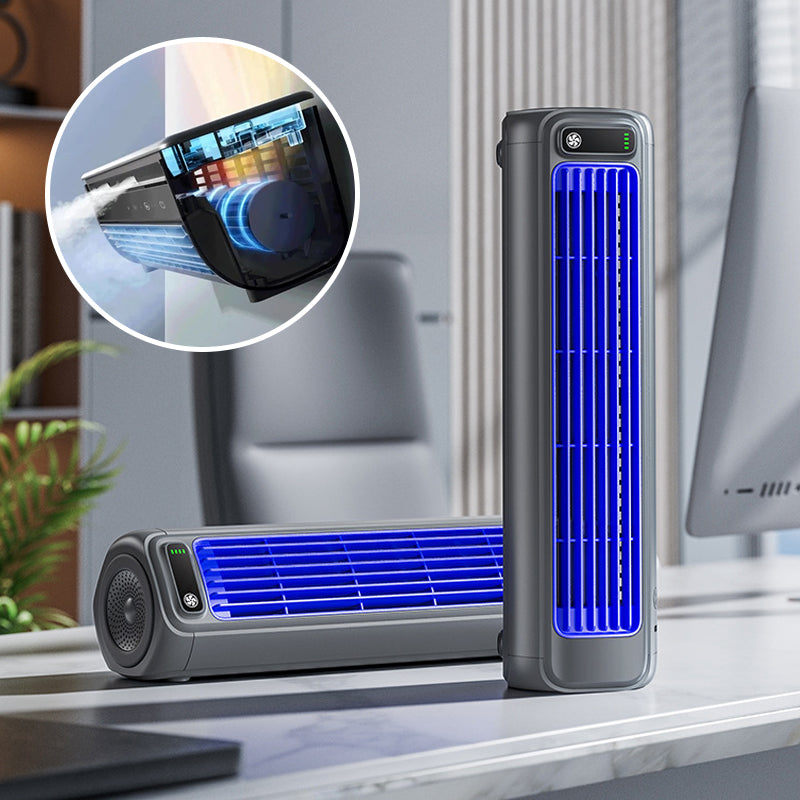 Tragbares Klimagerät & Tischventilator. Ideal für flexible Kühlung im Sommer, überall einsetzbar.