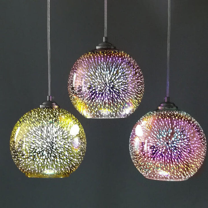 Innovatives Lichtdesign: 3D Feuerwerk Glas Pendelleuchte, bunte Hängelampe für eine einzigartige Atmosphäre.