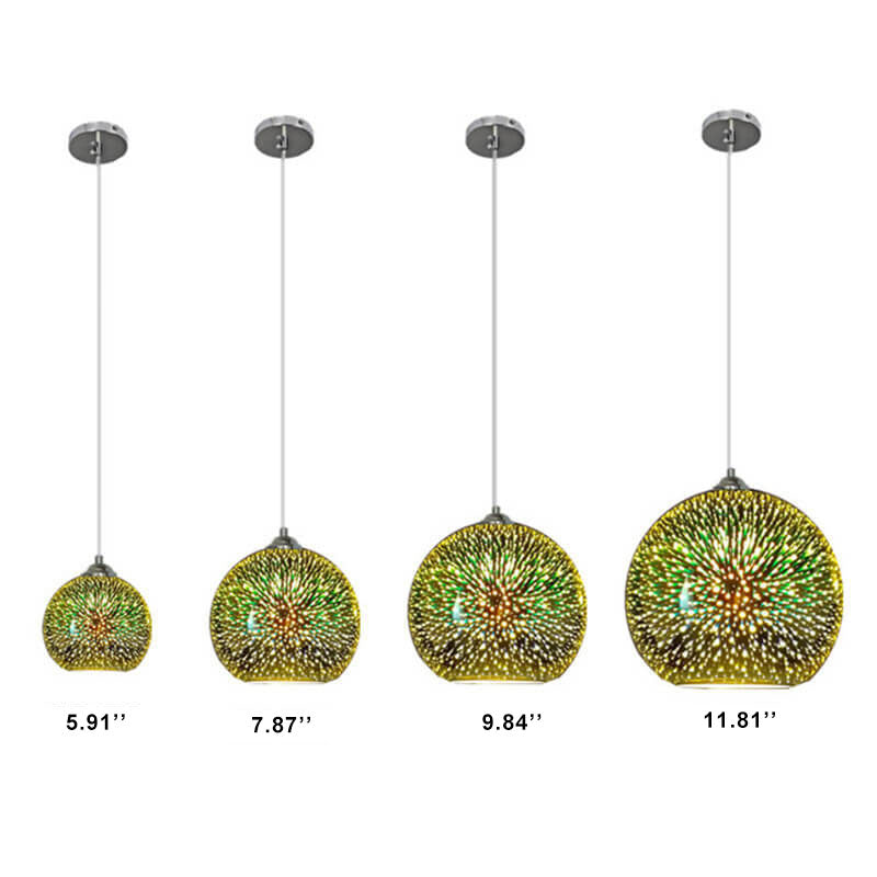 Dekorative Wohnzimmerlampe: 3D Feuerwerk Glas Pendelleuchte, bunte Beleuchtung für stilvolle Räume.
