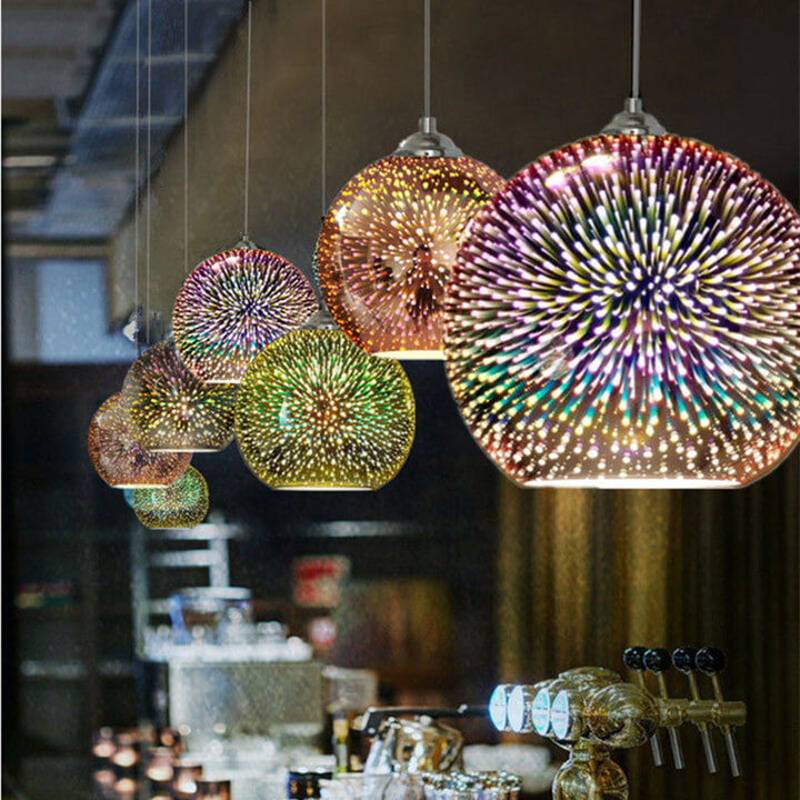 Stylische Kuppelleuchte, 3D Feuerwerk Pendelleuchte, bunte Lichtexplosion, moderne Beleuchtung.