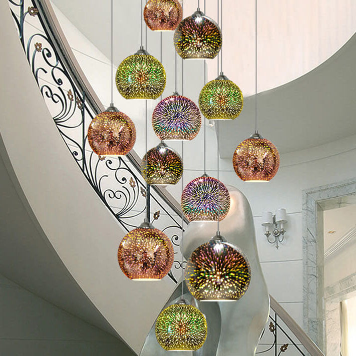 Sehr moderne 3D Feuerwerk Pendelleuchte, bunte Lichteffekte, ideale Deckenleuchte Zuhause.