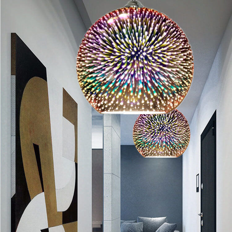 Farbenfrohe Lichtexplosion: 3D Feuerwerk Pendelleuchte, moderne und kreative Innenbeleuchtung.