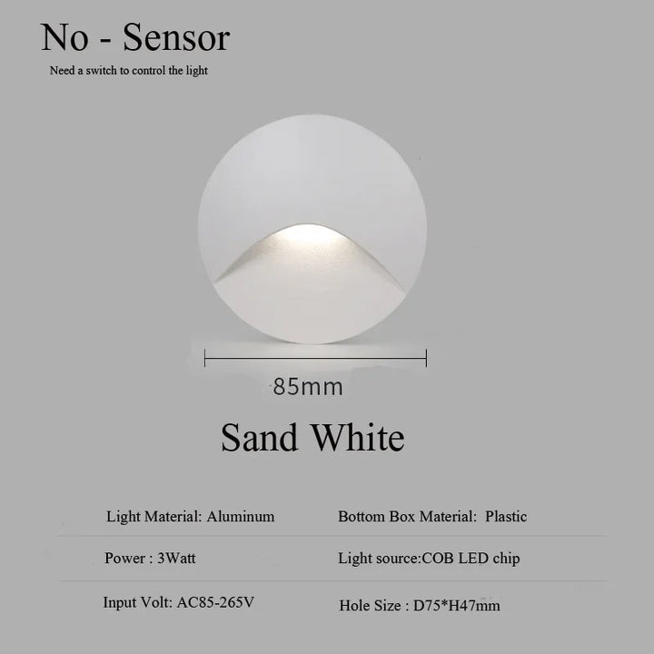 Moderne 3W LED Einbau-Wandlampe IP65 für den Außenbereich, wasserdicht & energiesparend. Ideal als Stufenlicht.