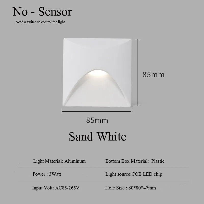 Zeitlose 3W LED-Wandlampe, IP65 zertifiziert. Moderne, wasserdichte Außenbeleuchtung für Treppenstufen.