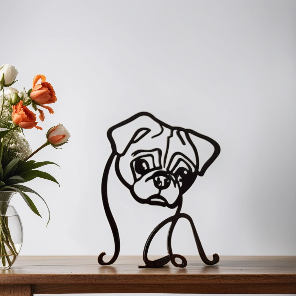 Stilvolle abstrakte Hundefigur in Dunkelgrau, zeitgenössische Wohnzimmerdeko.