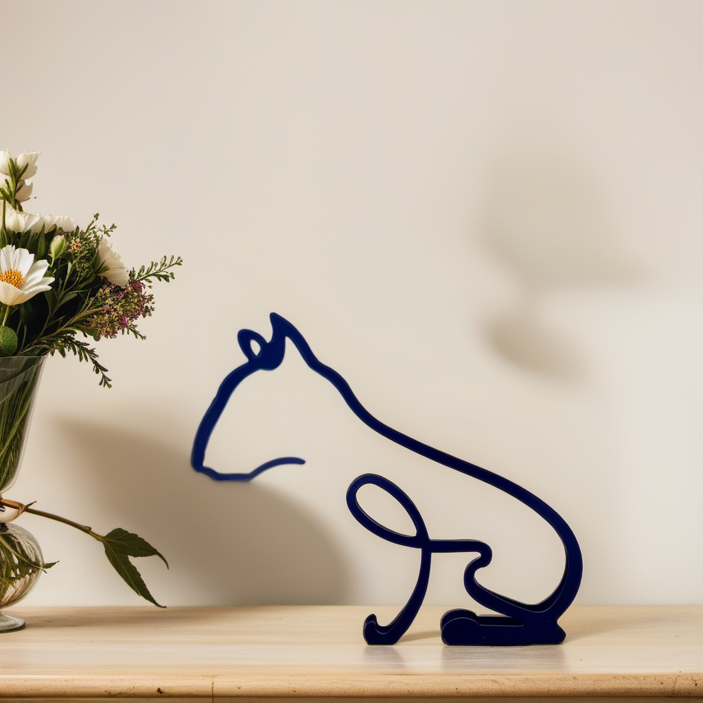 Abstrakte Kunst-Hundeskulptur in Silber, exklusive Dekoration für Ihr Zuhause.