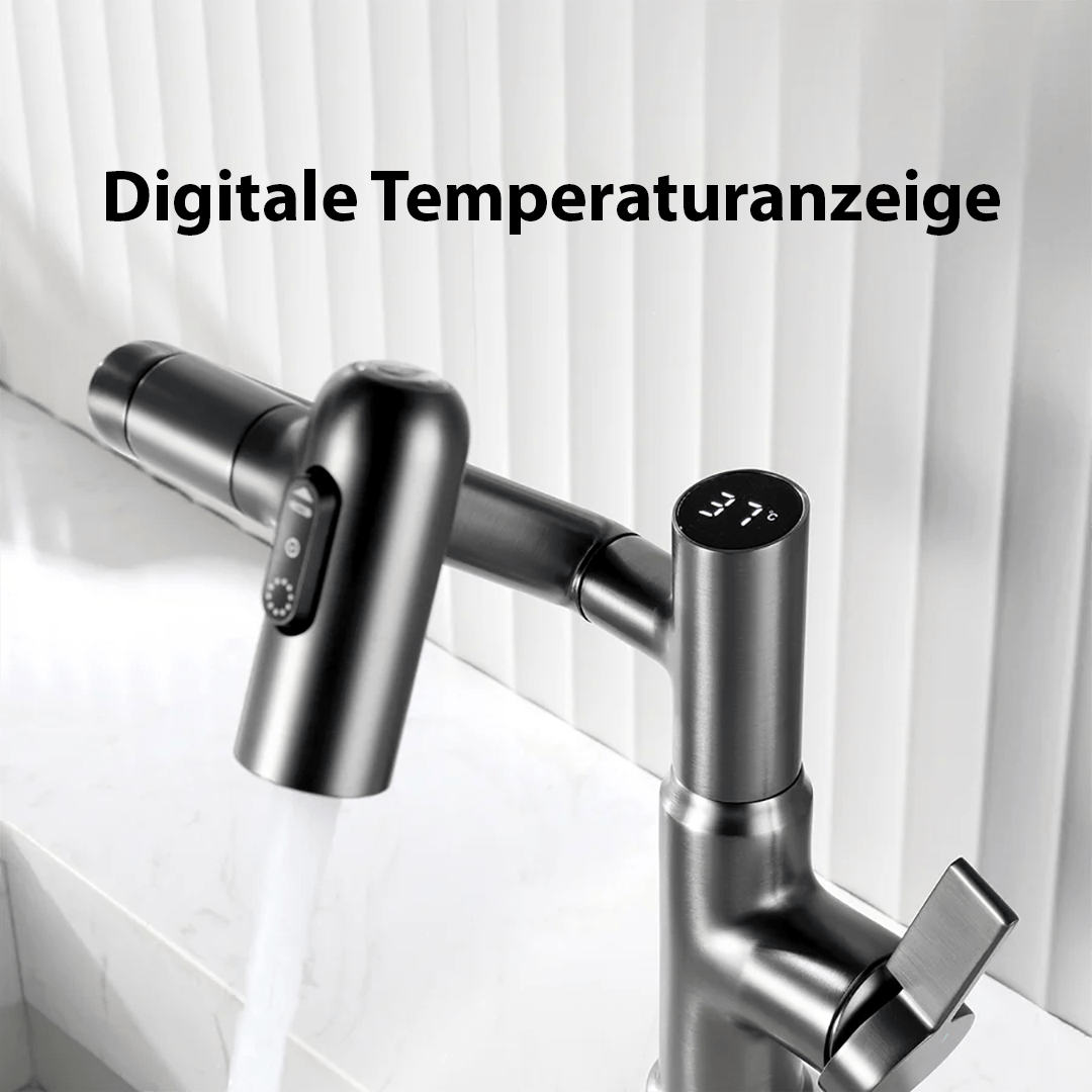 Hochwertiger 360° schwenkbarer AQUATWIST Küchenwasserhahn, perfekt für modernes Küchendesign und Komfort.