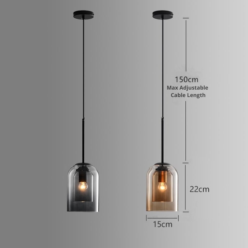 Elegante Doppelglas-Deckenleuchte AuraGlas, modern, passend für Schlafzimmer, Wohnzimmer & Esszimmer.
