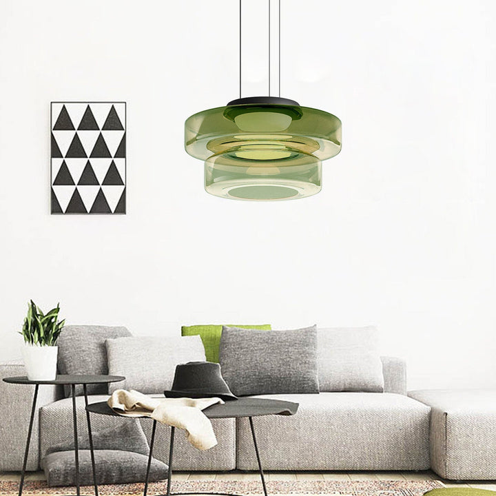 Design Hängeleuchte AuroraSphere. Ein Statement im Bauhaus-Stil, gefertigt aus klarem Glas.