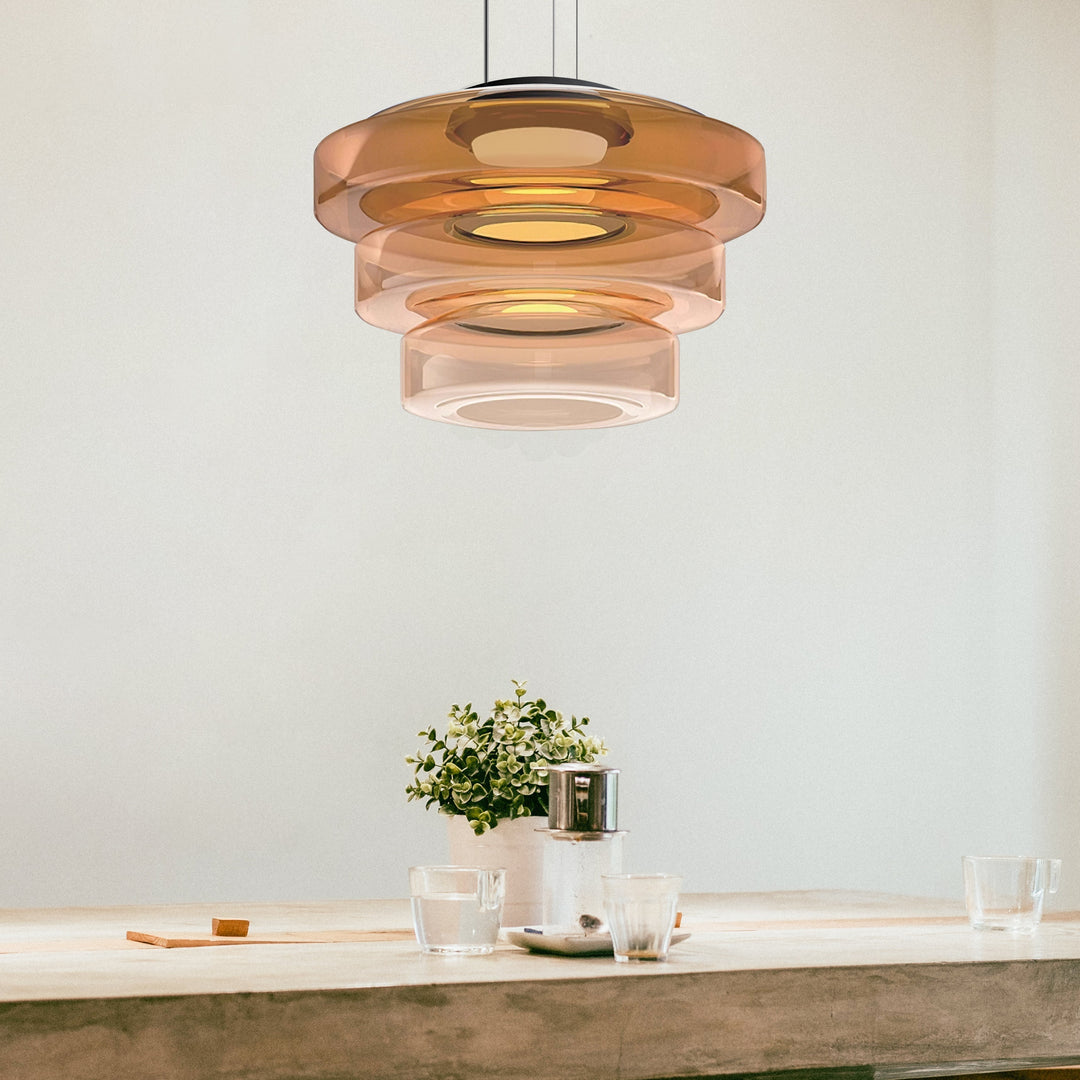 Minimalistische Hängeleuchte AuroraSphere mit LED Beleuchtung. Ideal als Küchen- oder Schlafzimmerlampe.