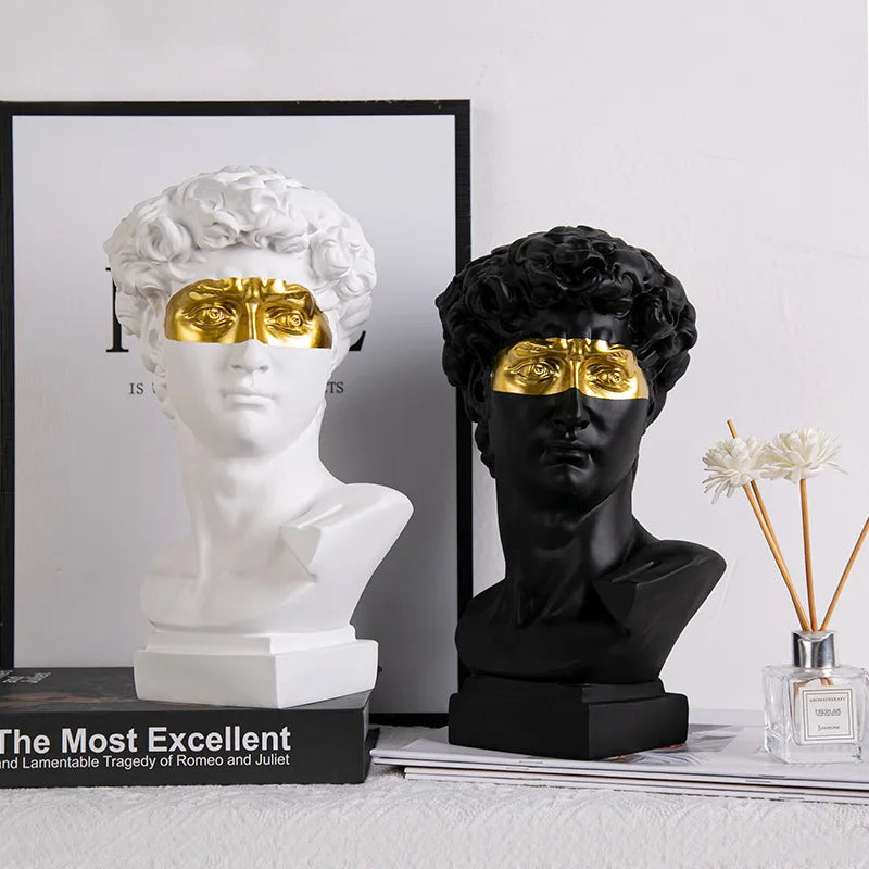 Handgefertigte David Büste als moderne Kunst Skulptur & abstraktes Designobjekt. Perfekte Geschenkidee.