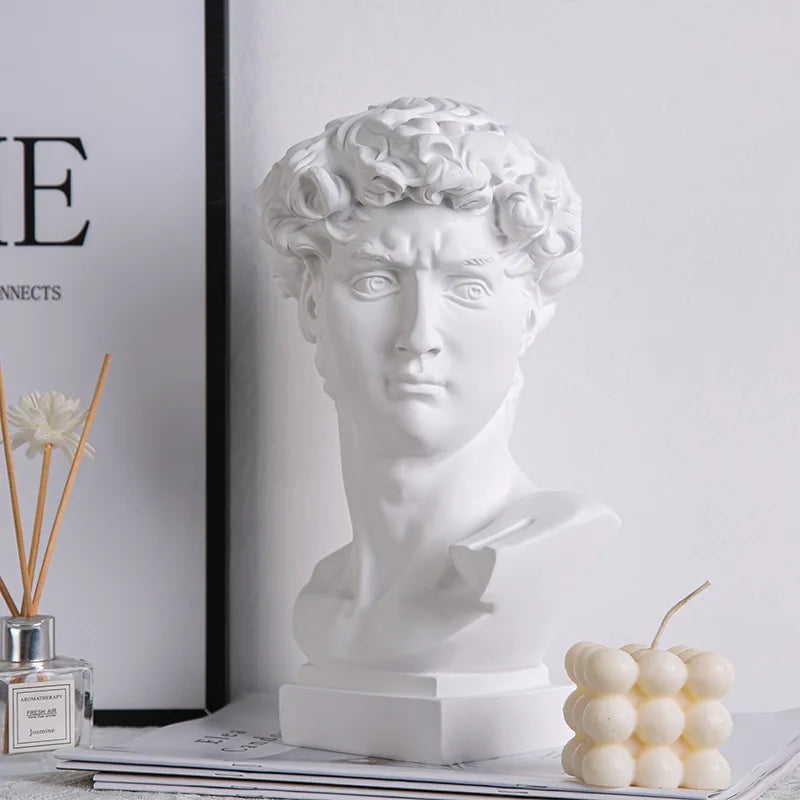 Elegante David Skulptur Büste für moderne Wohnkultur. Ideal als Dekoration im Büro, Wohnzimmer oder Flur.