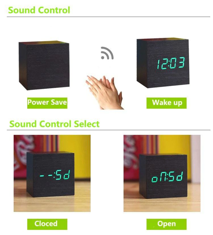 Minimalistische weiße Digitaluhr im Cube-Design, ideal als stilvolle Tischuhr für jedes Zimmer.