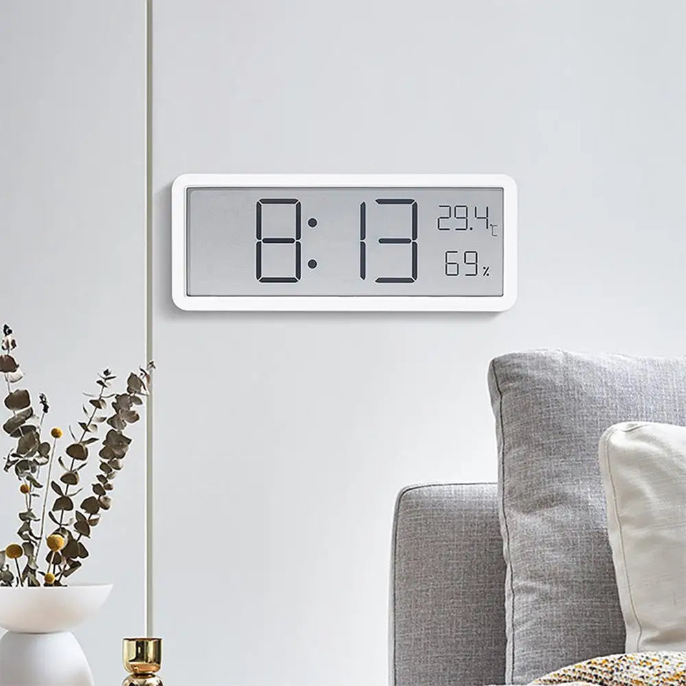 Digitale Uhr TimeGlow mit Thermometer & Hygrometer für Raumklima. Elegante Tisch- oder Wanduhr für Büro & Zuhause.