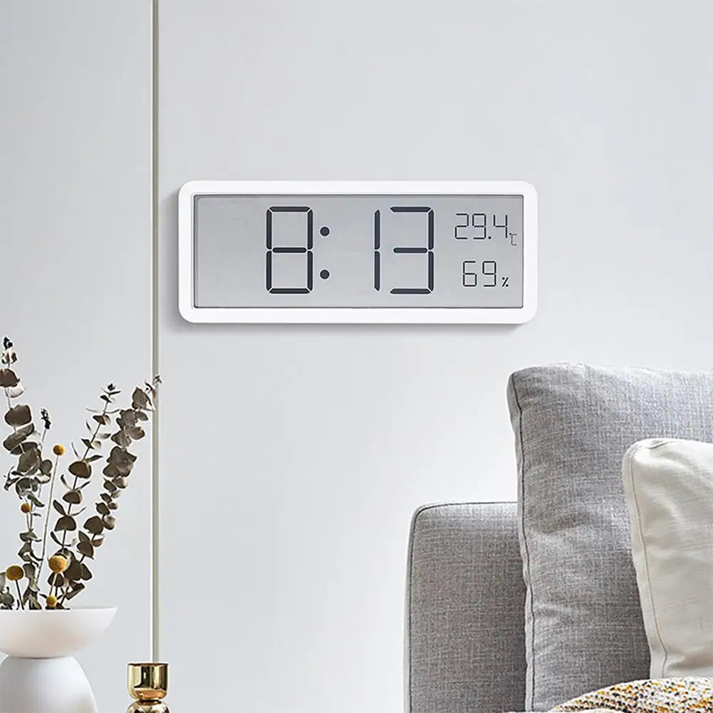 Digitale Uhr TimeGlow mit Thermometer & Hygrometer für Raumklima. Elegante Tisch- oder Wanduhr für Büro & Zuhause.