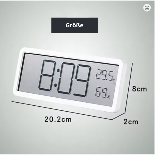 Große digitale LCD-Uhr TimeGlow mit klarer Zeitanzeige, Raumtemperatur & Luftfeuchtigkeit. Ideal für jeden Raum.