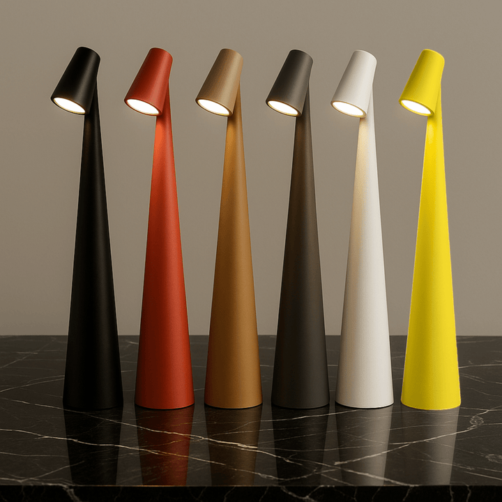 Dimmbare kabellose LED Tischlampe für stimmungsvolles Ambiente Licht. Modernes Design, wiederaufladbar.