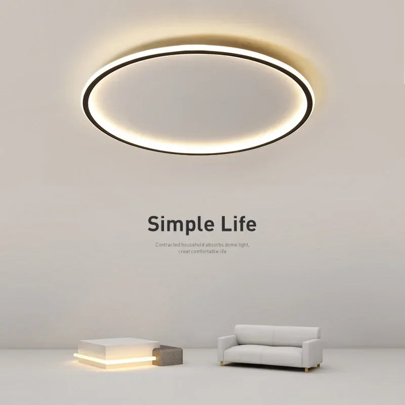 Moderne Wohnzimmerleuchte LED, dimmbar, energieeffizient, schlichtes skandinavisches Design.