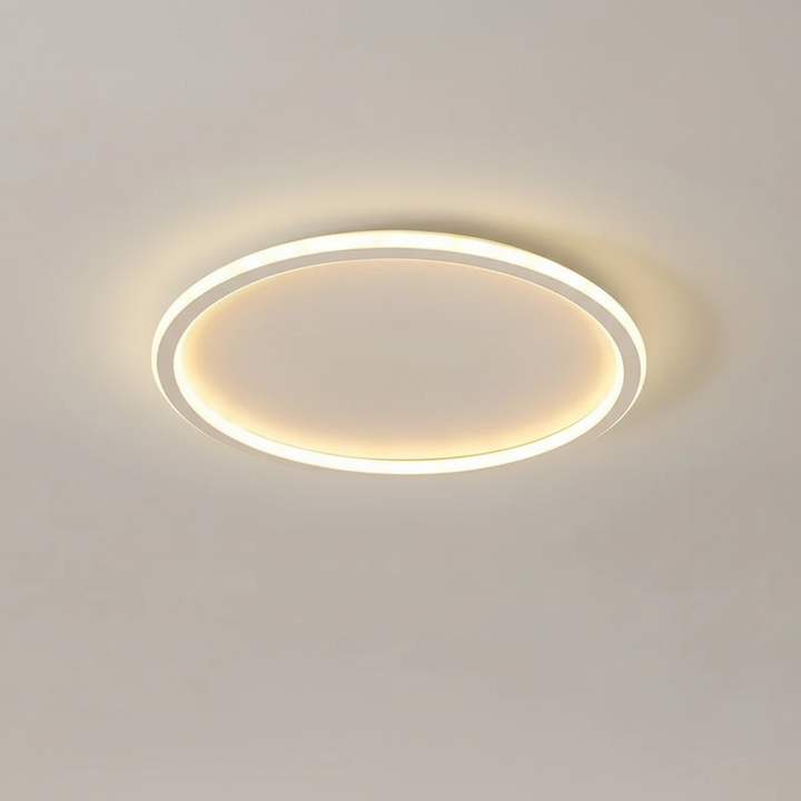 Skandinavische, dimmbare LED Deckenleuchte, modern, schafft einladendes Ambiente.
