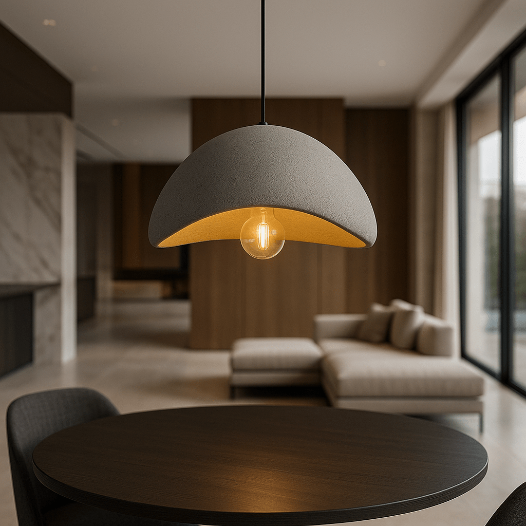 Schlanke, moderne Pendelleuchte mit dimmbarer LED für Esszimmer oder Schlafzimmer.
