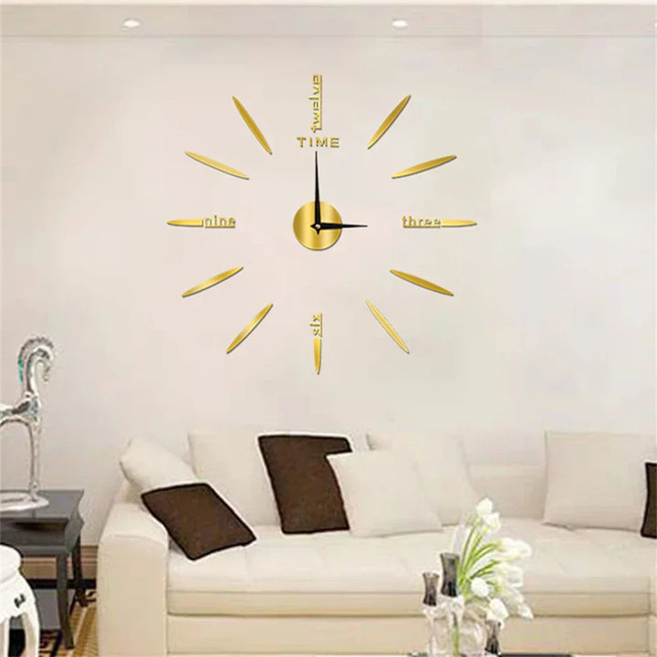 Elegante Acryl-Wanduhr mit glänzendem Spiegeleffekt, modern und einfach selbst zu montieren.
