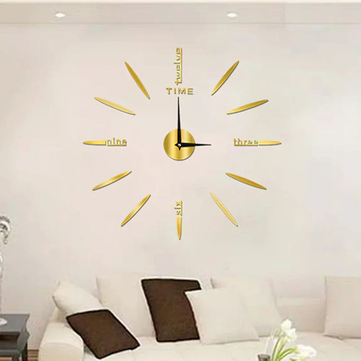 Individuelle DIY Acryl Wanduhr für Wohnzimmer, mit Spiegeleffekt und modernem Design.