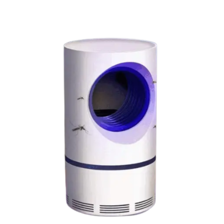 Moderne elektrische Mückenfalle mit UV-Licht und USB-Anschluss für effektiven, leisen Insektenschutz im Schlafzimmer.