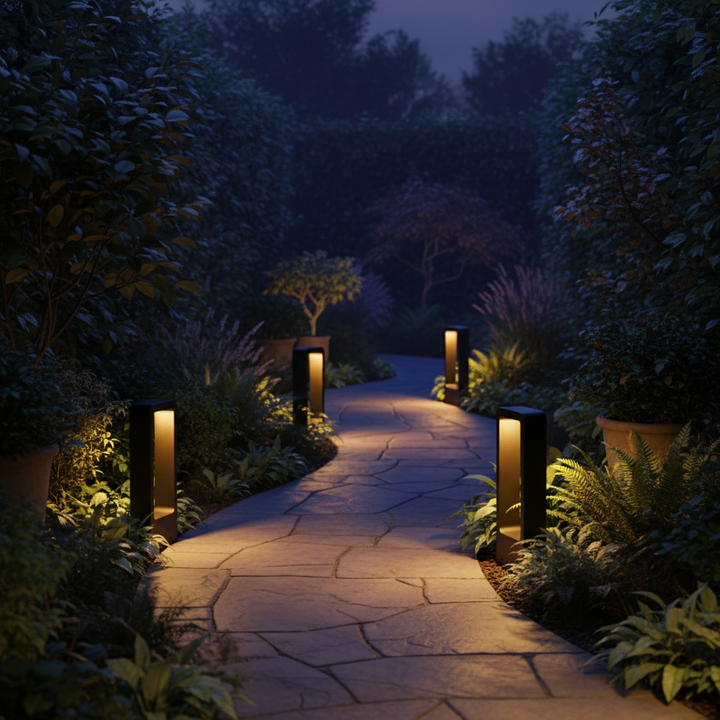 Moderne GARTENGLANZ LED-Wegeleuchte. Stilvolle Außenbeleuchtung für Garten, Terrasse und Einfahrt, wetterfest.