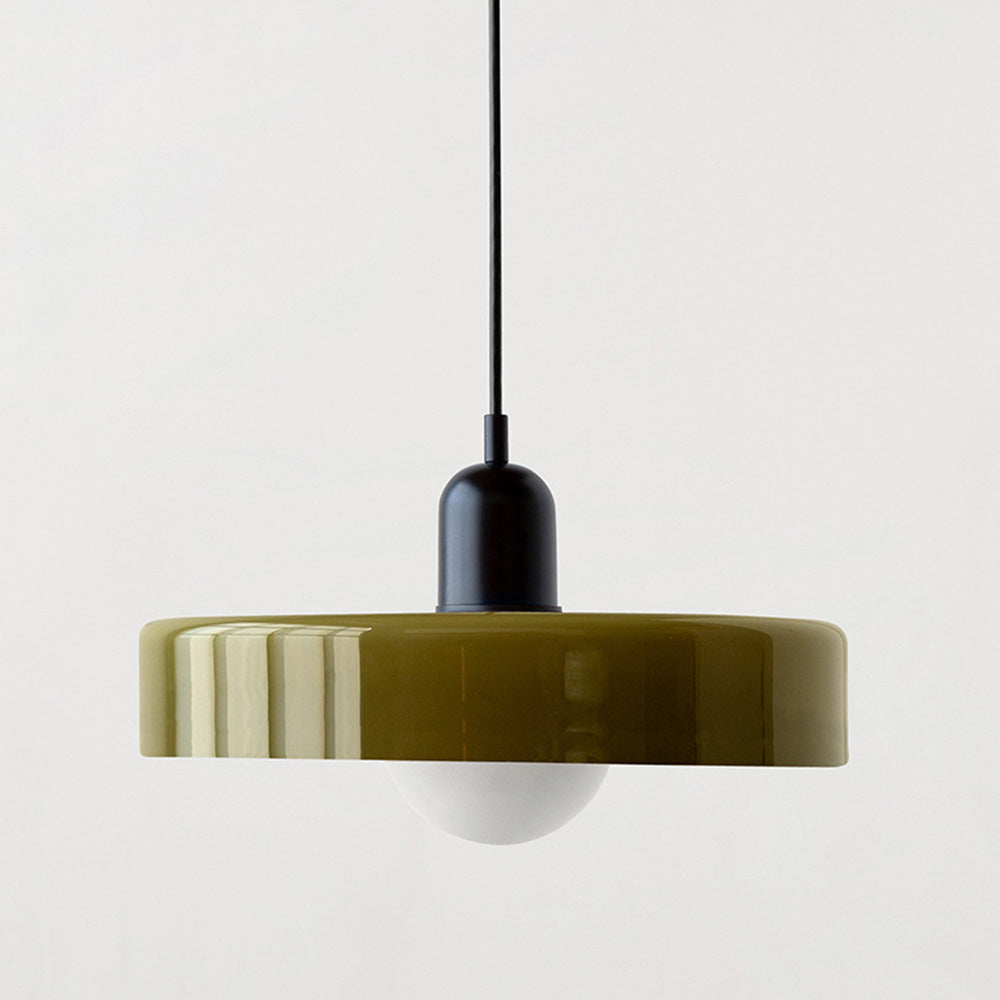 Pendelleuchte, farbenfrohes Glasdesign, stilvolle moderne Esszimmerbeleuchtung.