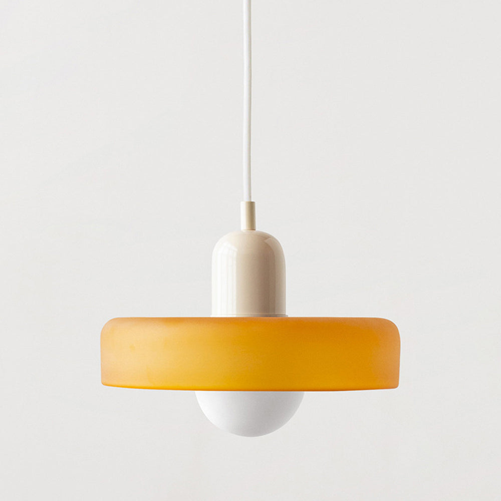 Pendelleuchte aus farbigem Buntglas, moderne Esszimmerlampe, einzigartig.