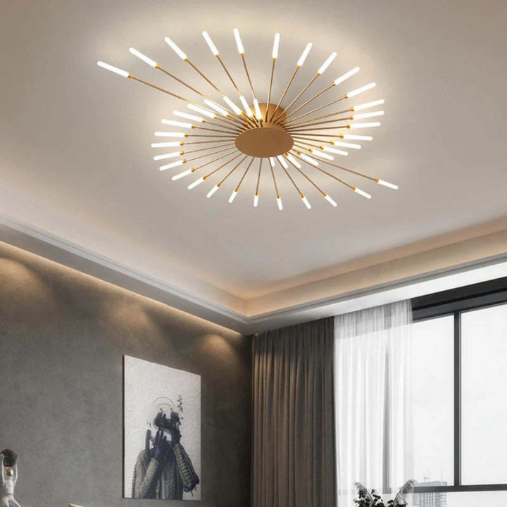 Elegante moderne LED-Deckenleuchte LumenMax, Gold-Finish, helle & effiziente Beleuchtung.
