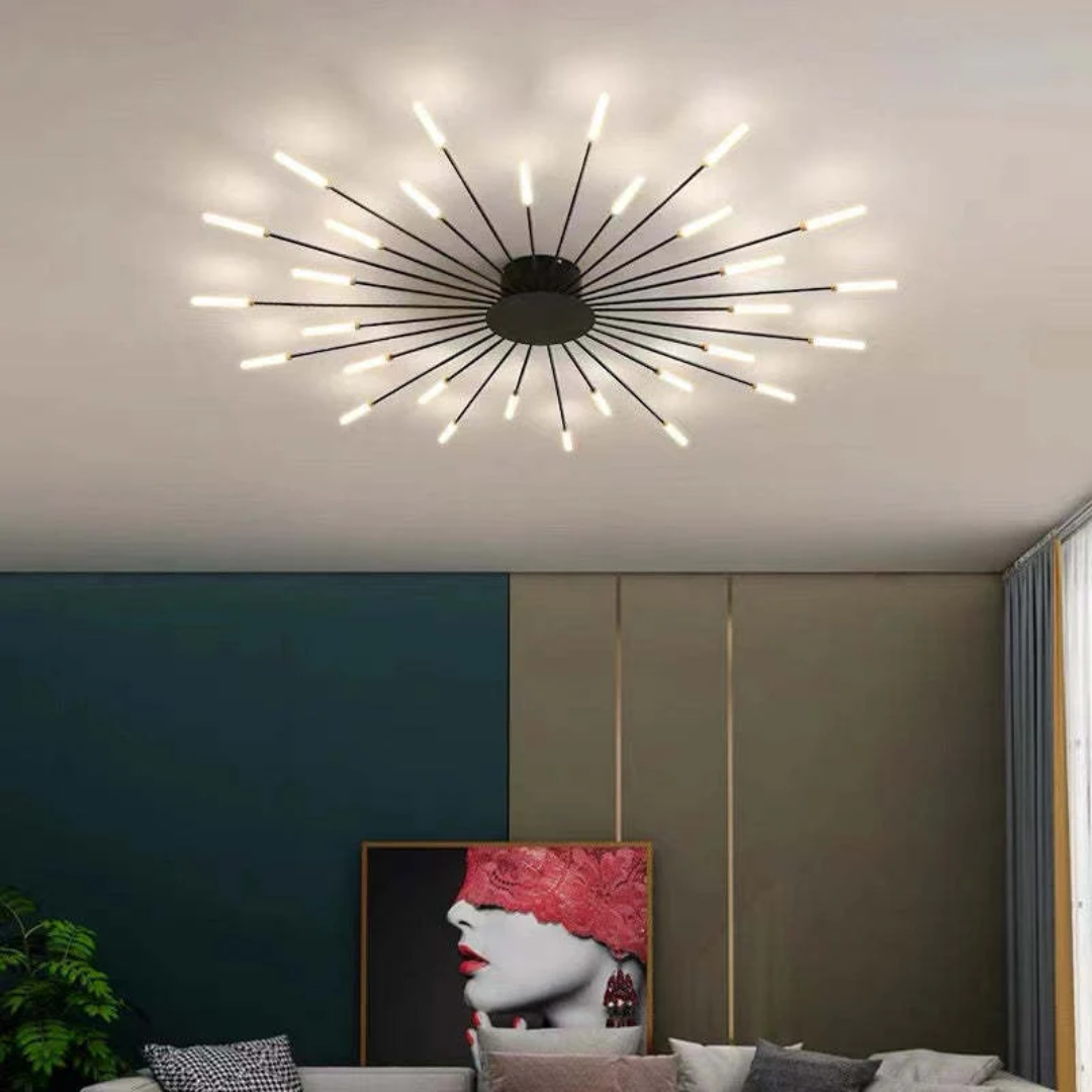 LumenMax LED-Deckenleuchte, Schwarz und Gold, modernes Design, dimmbar für optimale Helligkeit.