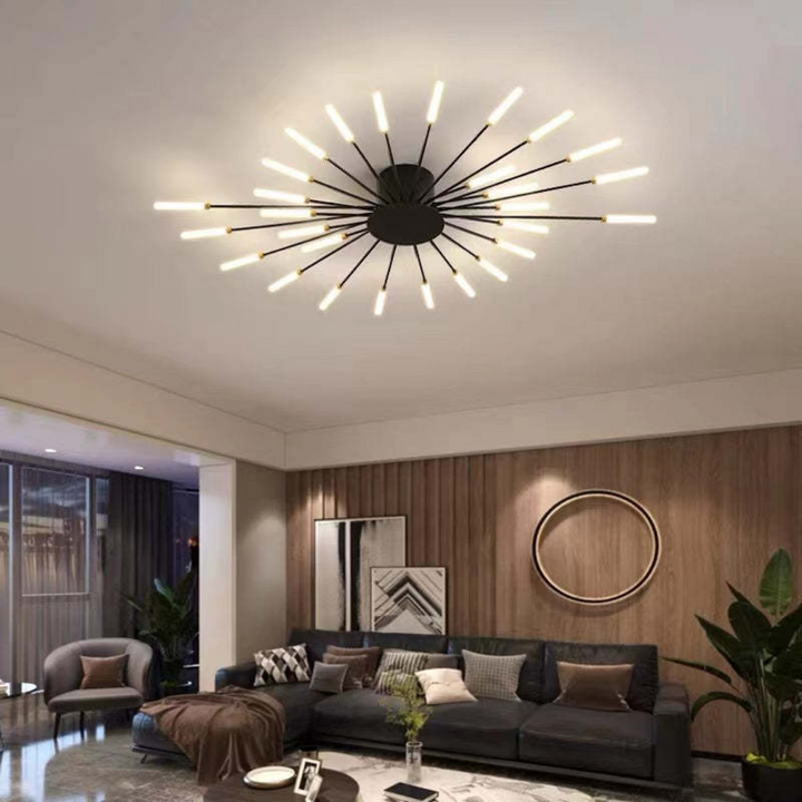 Stilvolle Innenbeleuchtung: Moderne LED-Deckenleuchte LumenMax, Gold-Details, energieeffizient.