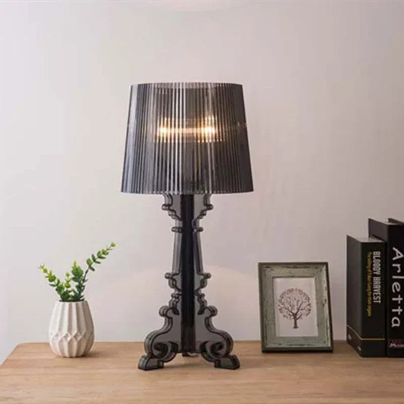 Moderne höhenverstellbare Design Tischlampe aus Acryl für Wohn- oder Schlafzimmer.