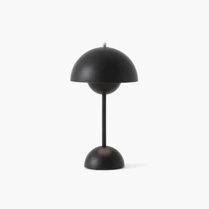 Kabellose schwarze Tischleuchte, modern, dimmbar, LED, wiederaufladbar, stilvolle Innenbeleuchtung.