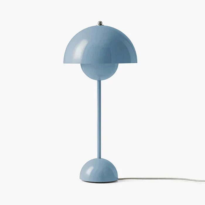 Silberne moderne Tischleuchte, kabellos, LED, dimmbar, wiederaufladbar, elegantes Stimmungslicht.