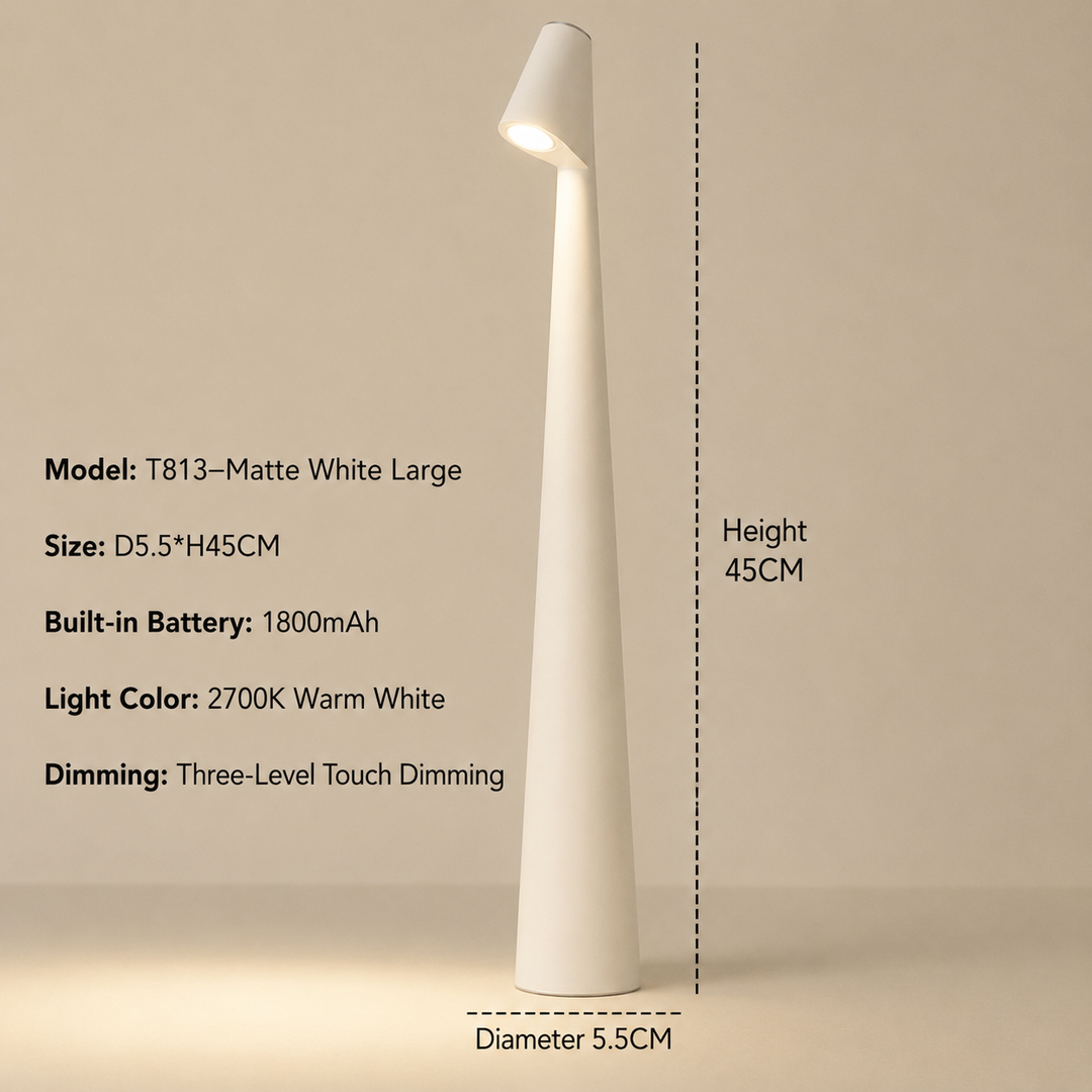 Moderne LED Leselampe, kabellos & dimmbar, ideal für gemütliche Lesestunden.