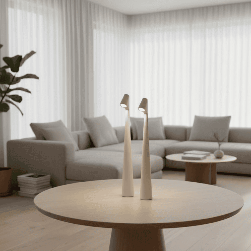 Vielseitige kabellose LED Designerlampe, dimmbar, für Wohnzimmer & Nachttisch.