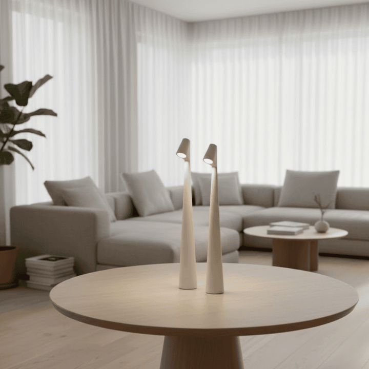 Vielseitige kabellose LED Designerlampe, dimmbar, für Wohnzimmer & Nachttisch.