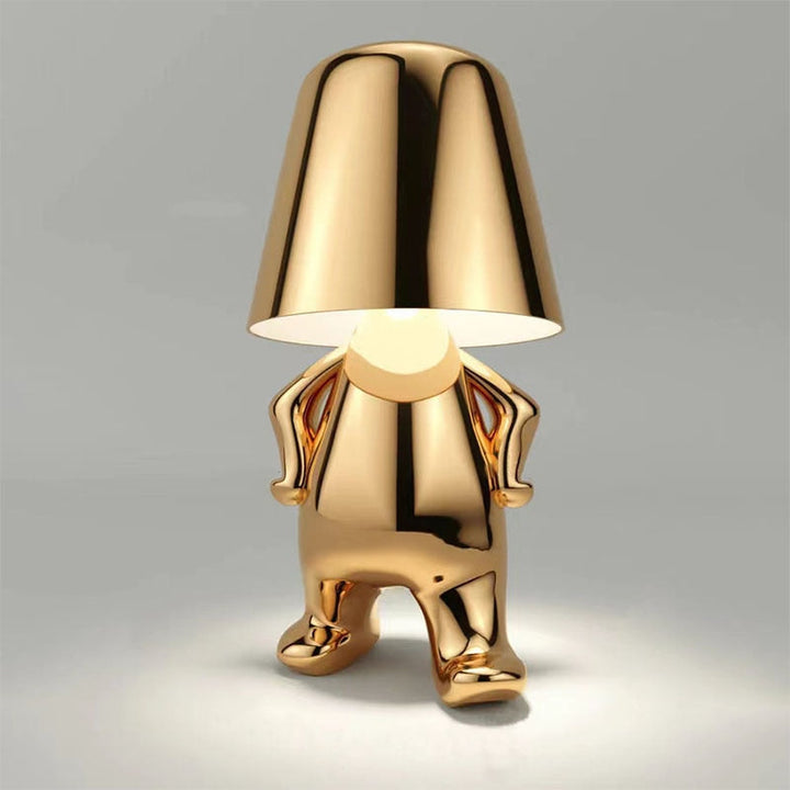 Elegante goldene LED Tischlampe, modern, kabellos, perfekt als Deko-Licht im Schlafzimmer.