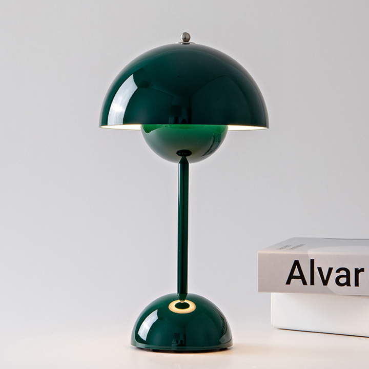 Dimmbare LED Pilzlampe, kabellos mit langer Akkulaufzeit. Eine moderne Designlampe für jeden Raum.